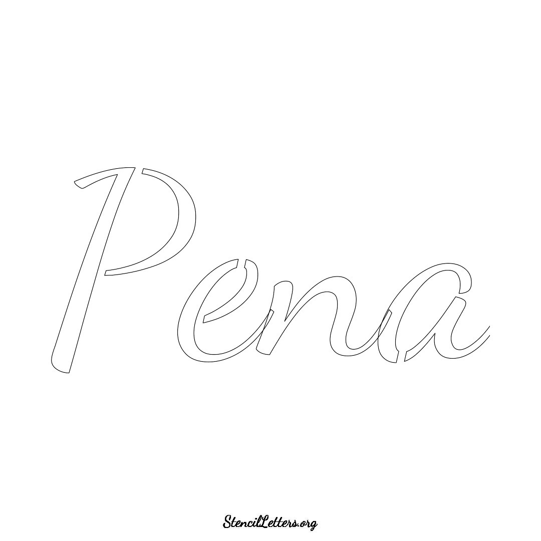 Pena name stencil in Cursive Script Lettering