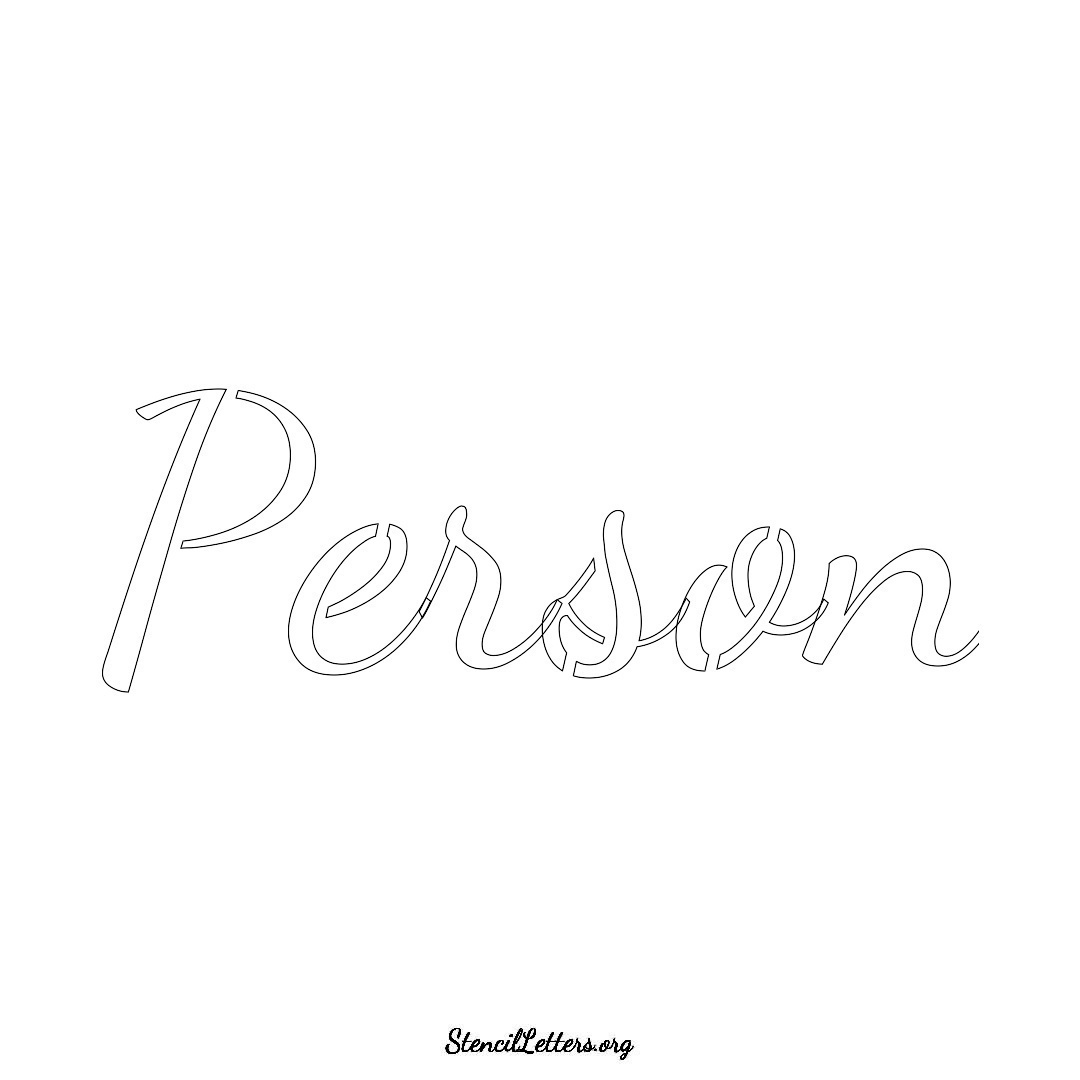 Person name stencil in Cursive Script Lettering