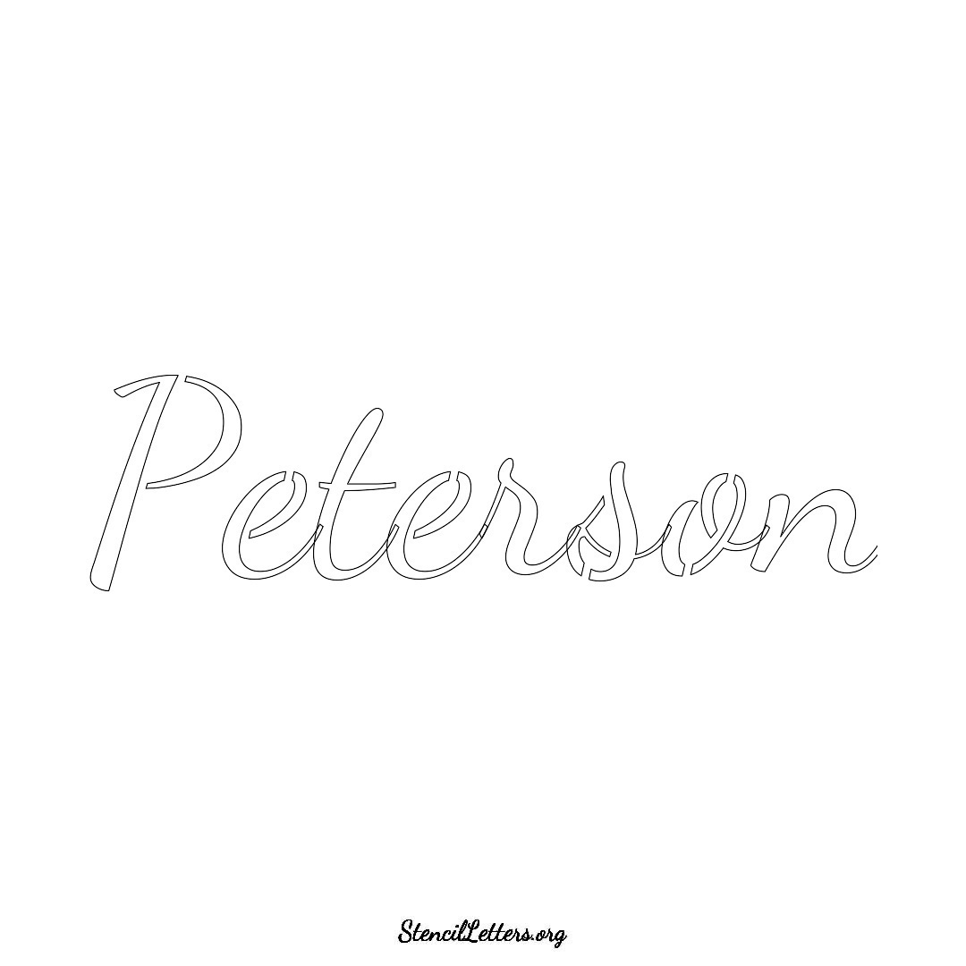 Peterson name stencil in Cursive Script Lettering