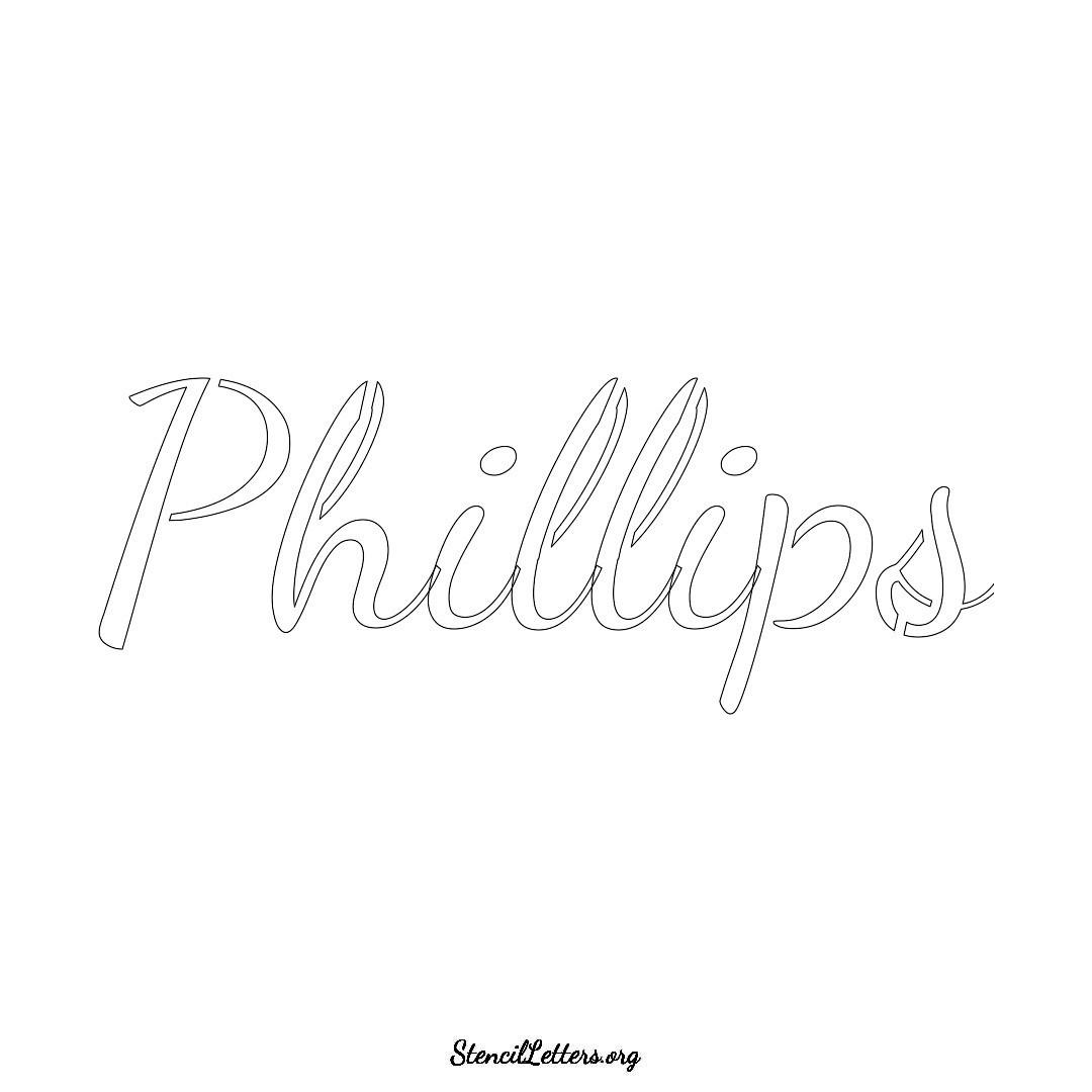 Phillips name stencil in Cursive Script Lettering