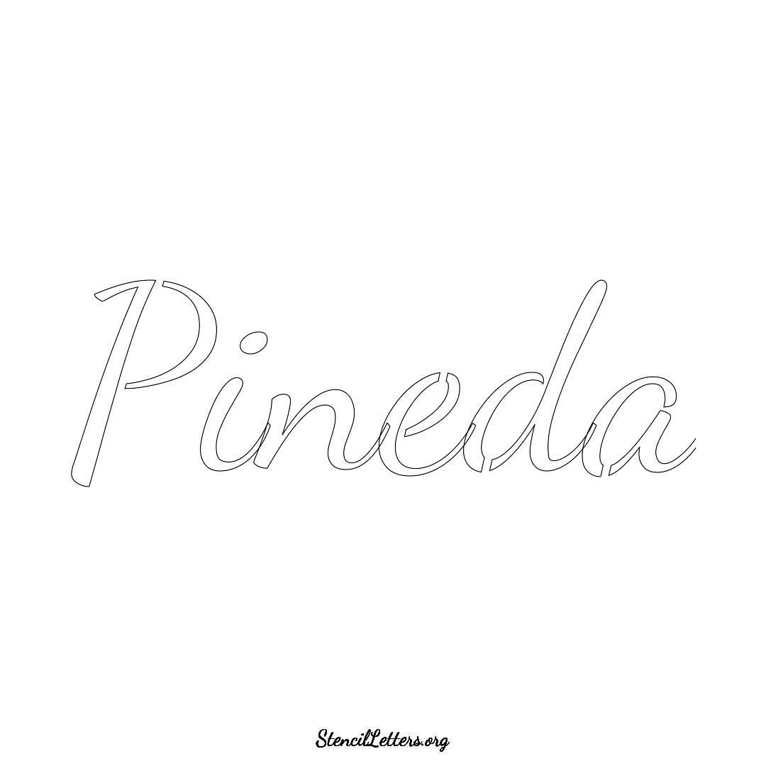 Pineda name stencil in Cursive Script Lettering