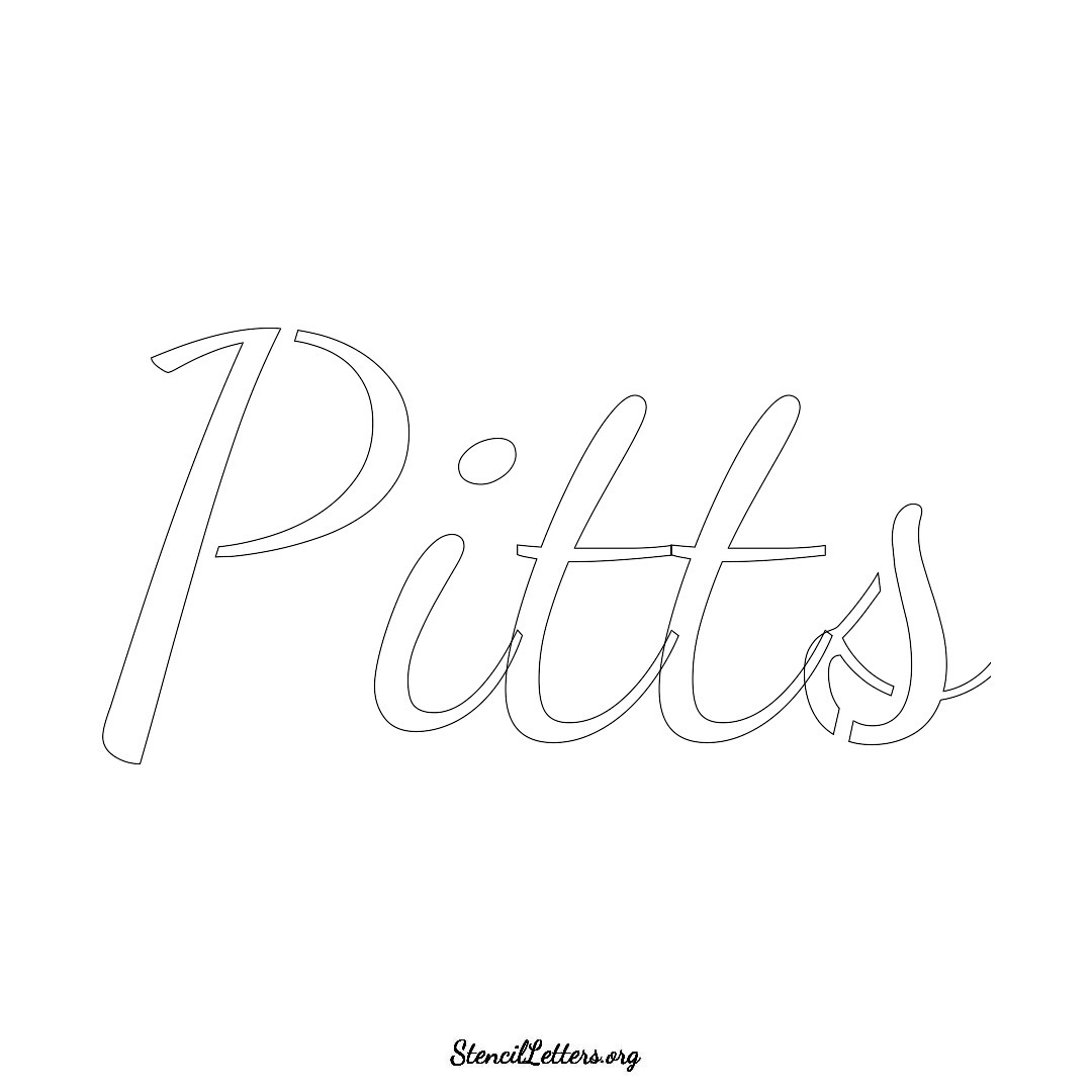 Pitts name stencil in Cursive Script Lettering