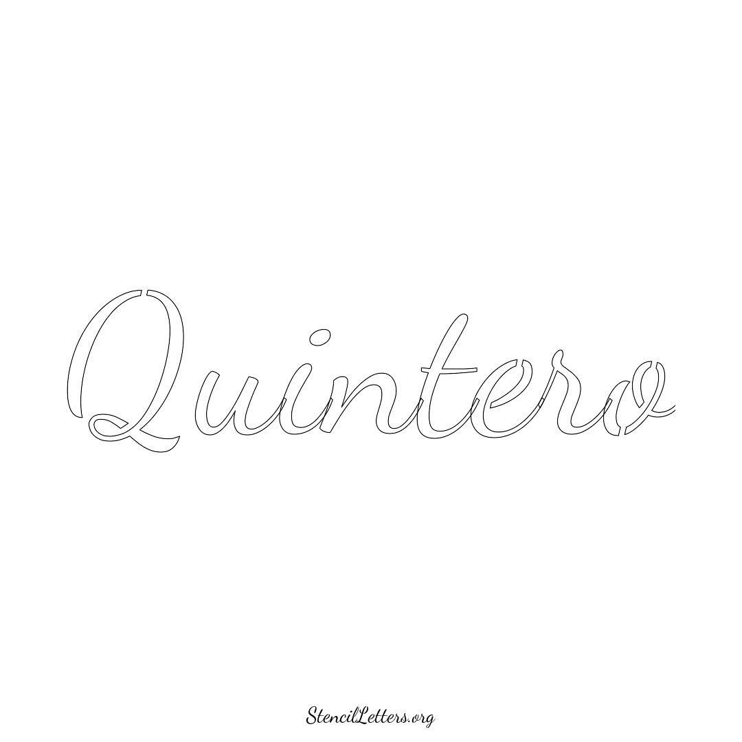 Quintero name stencil in Cursive Script Lettering