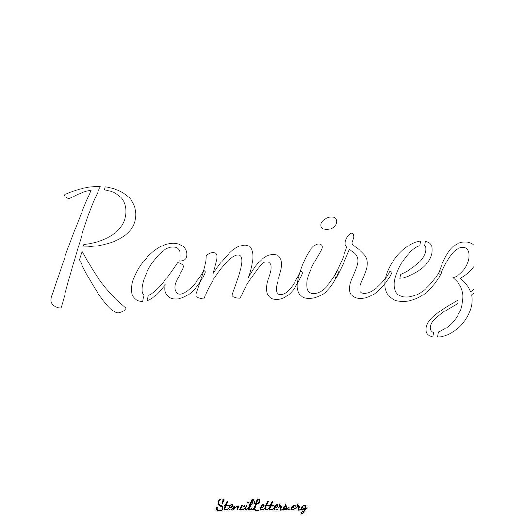 Ramirez name stencil in Cursive Script Lettering