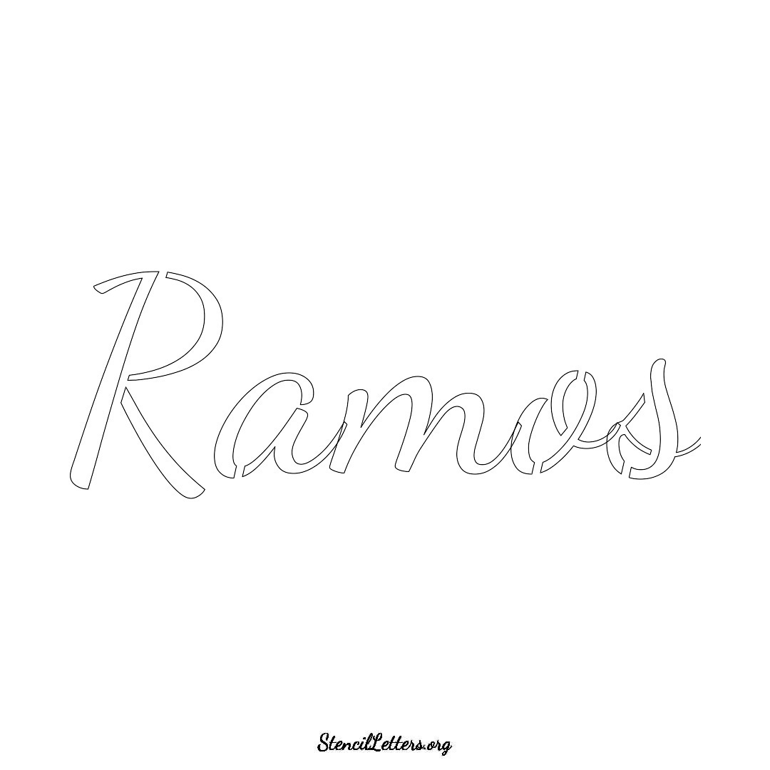 Ramos name stencil in Cursive Script Lettering