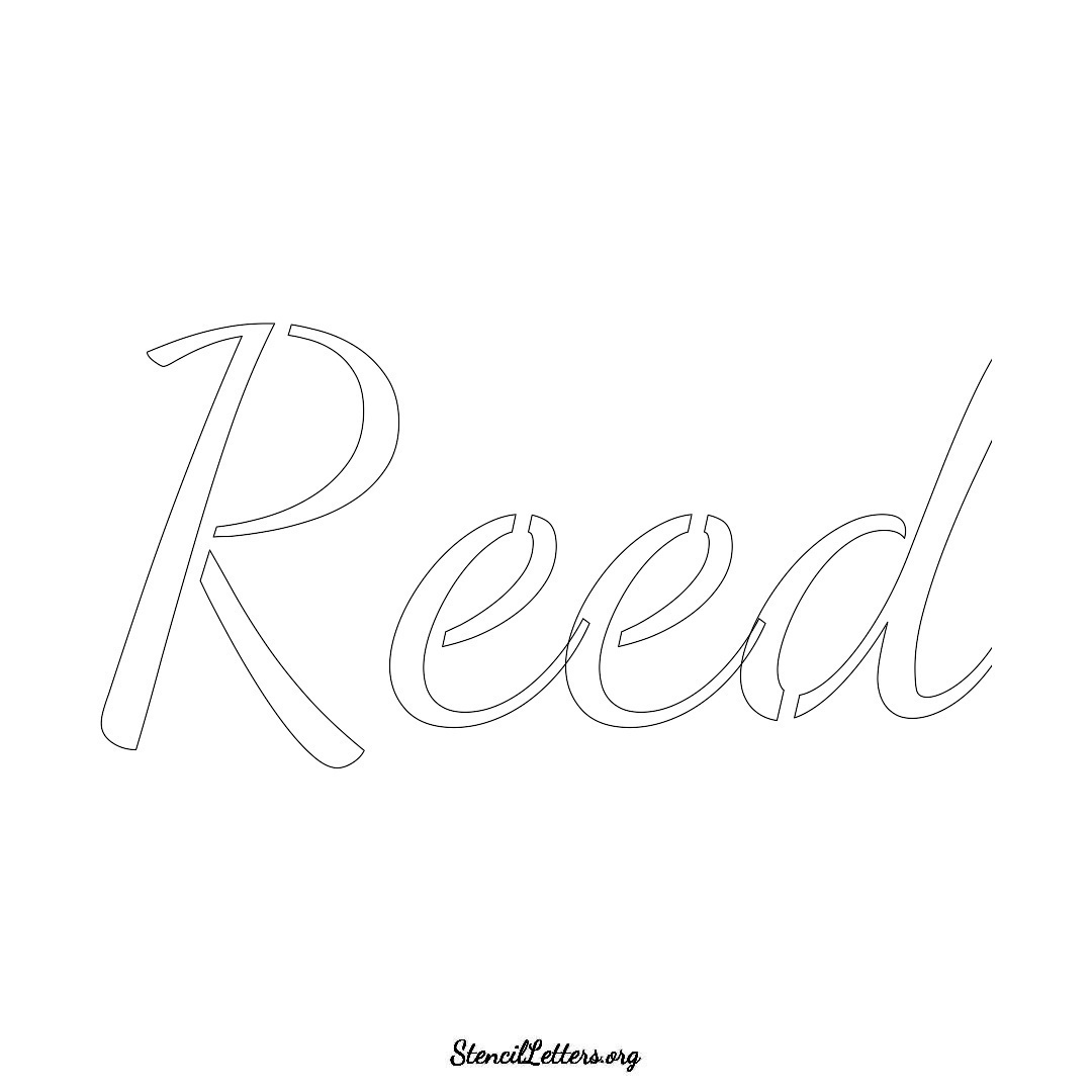 Reed name stencil in Cursive Script Lettering