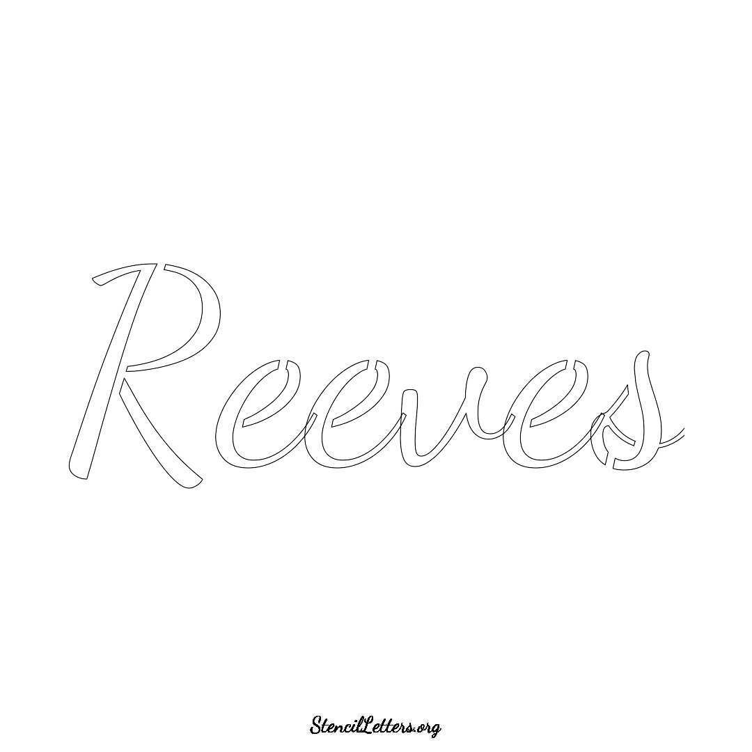 Reeves name stencil in Cursive Script Lettering