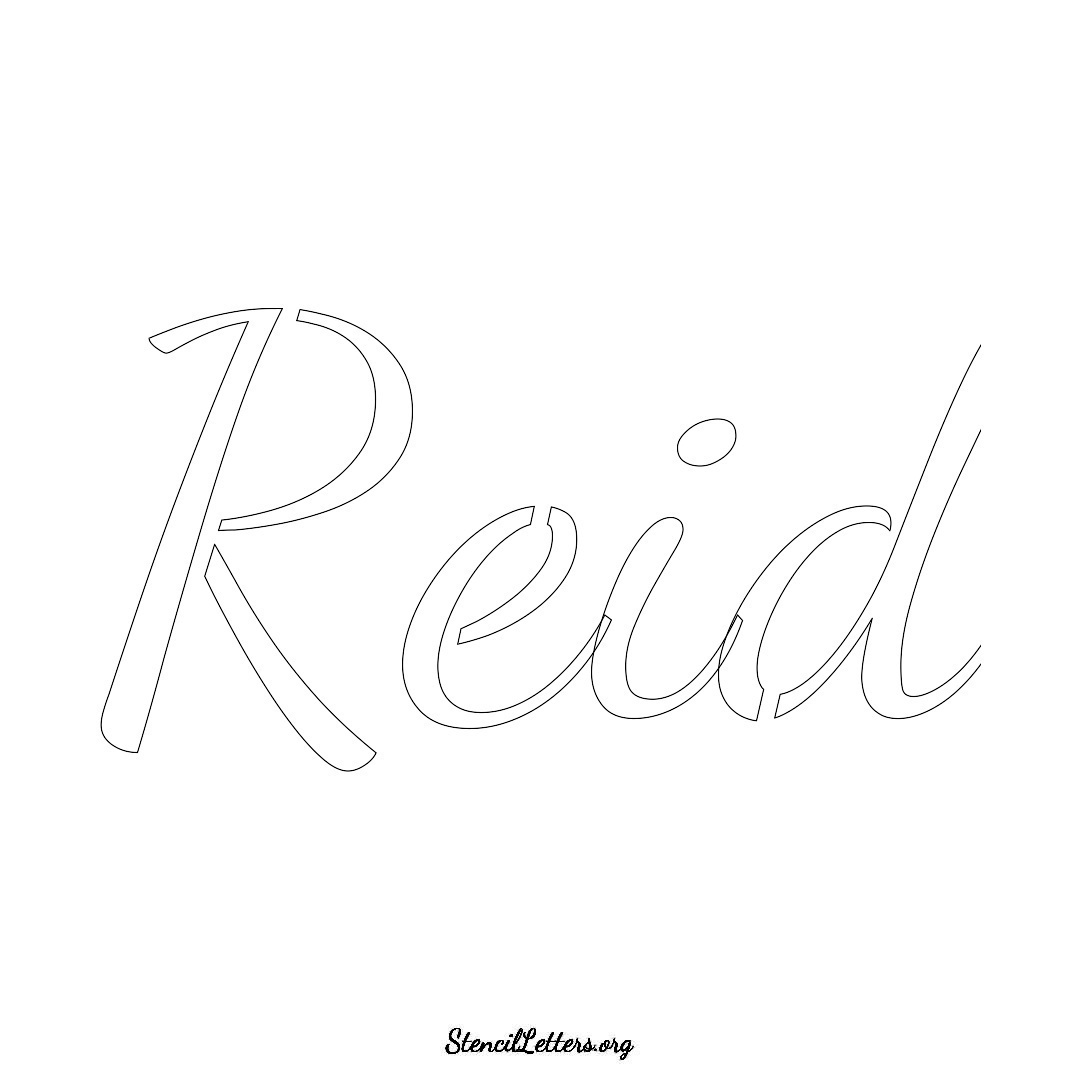 Reid name stencil in Cursive Script Lettering