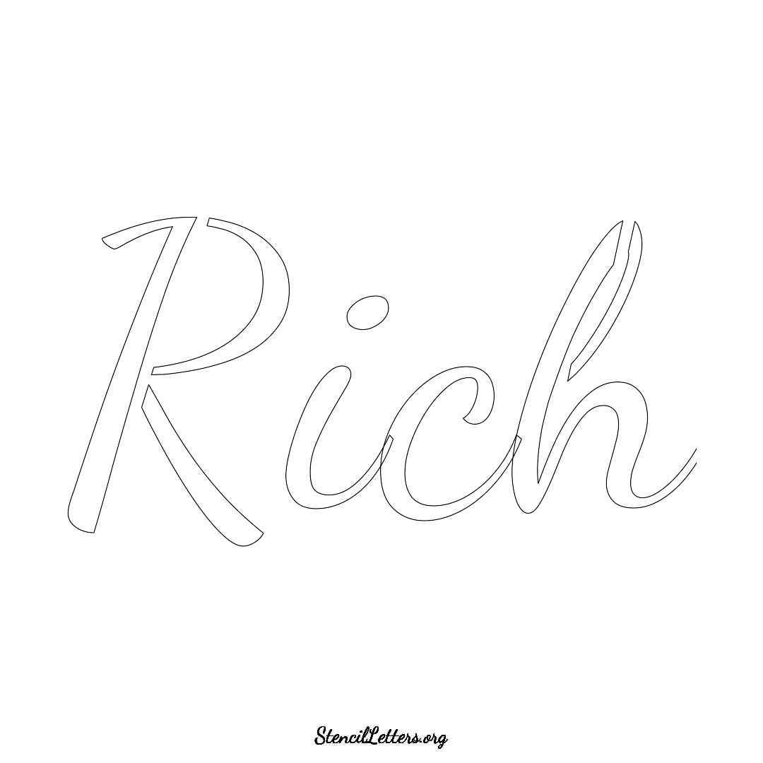 Rich name stencil in Cursive Script Lettering