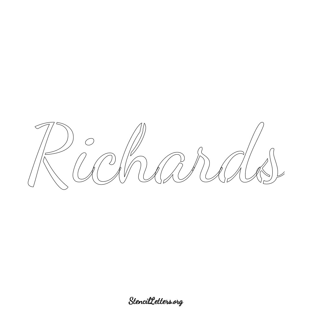Richards name stencil in Cursive Script Lettering