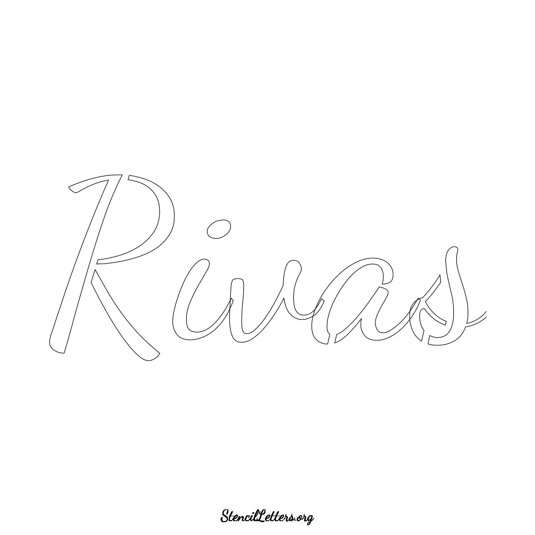 Rivas name stencil in Cursive Script Lettering