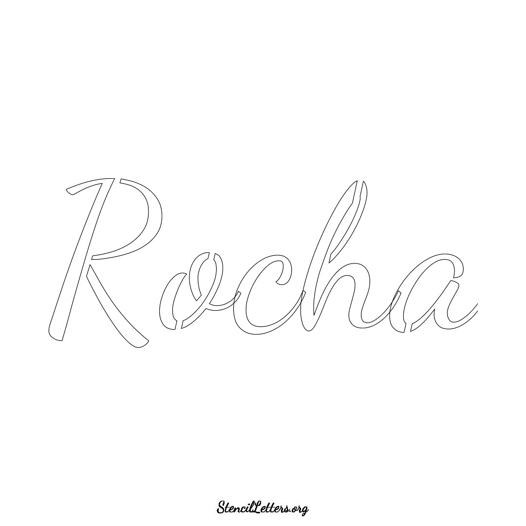 Rocha name stencil in Cursive Script Lettering