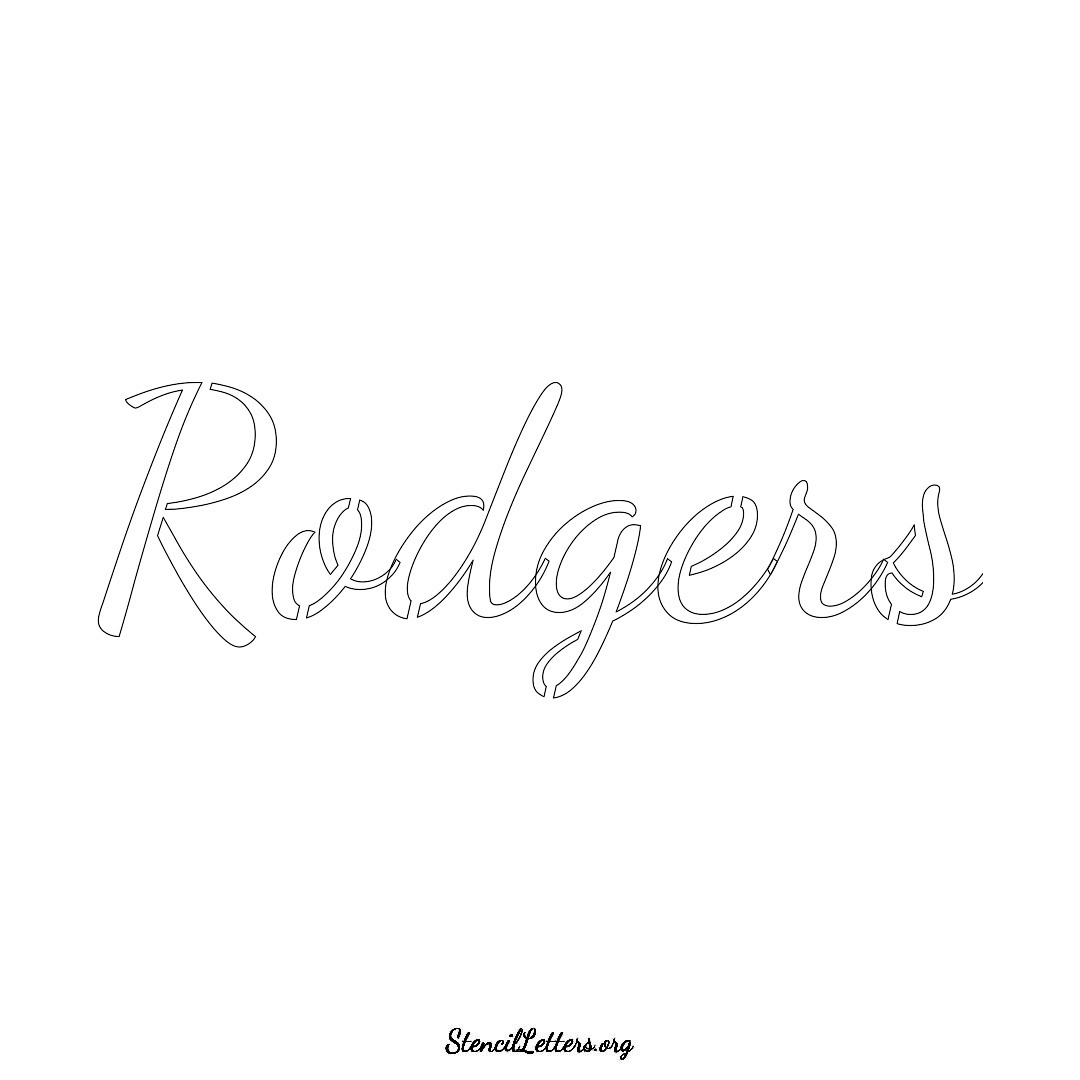 Rodgers name stencil in Cursive Script Lettering