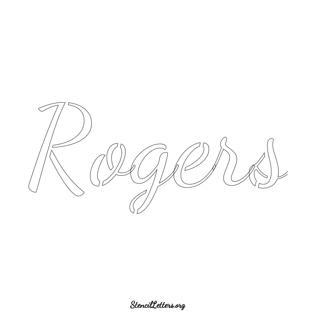 Rogers name stencil in Cursive Script Lettering