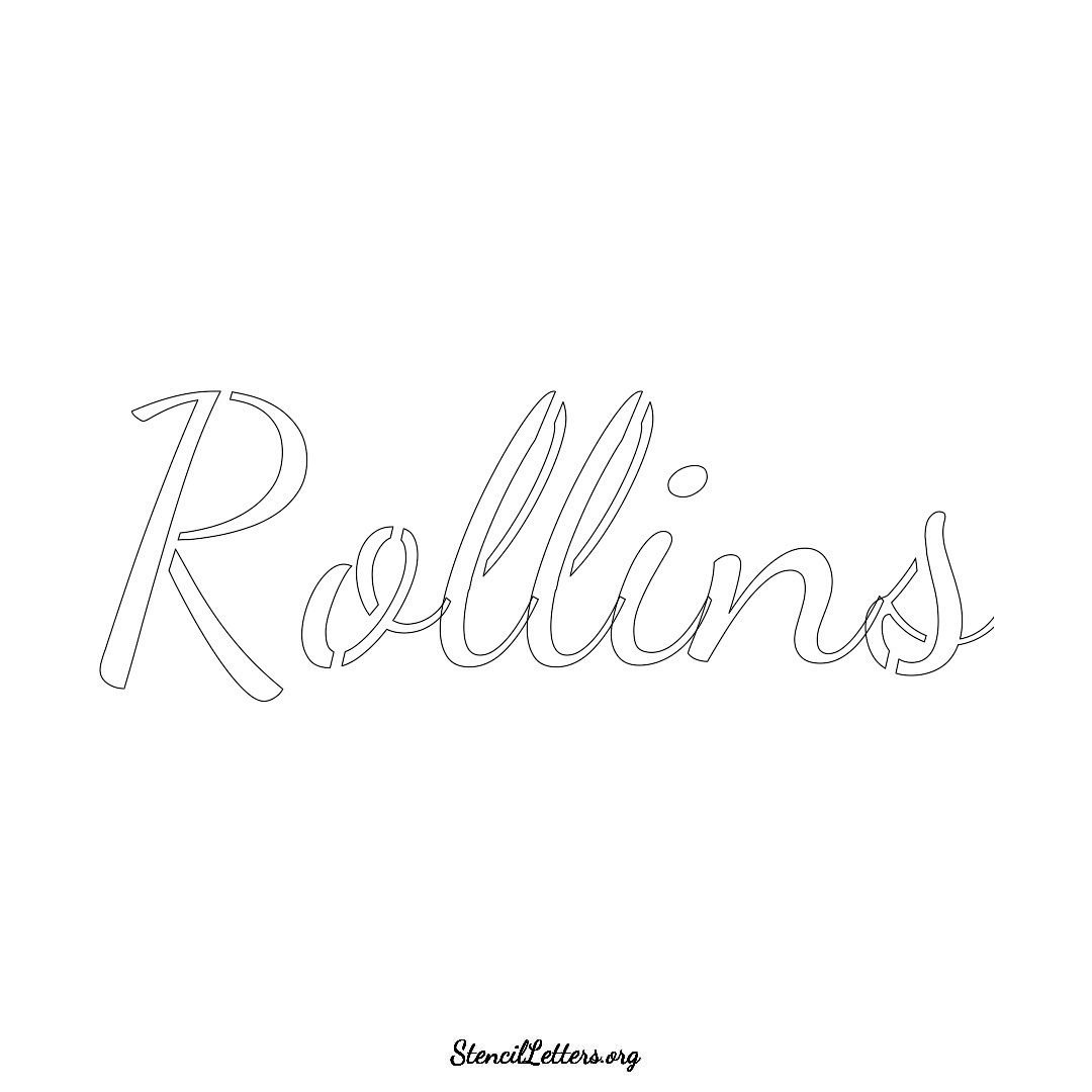 Rollins name stencil in Cursive Script Lettering