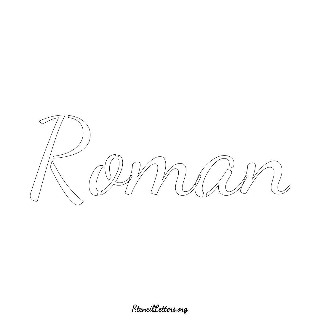Roman name stencil in Cursive Script Lettering