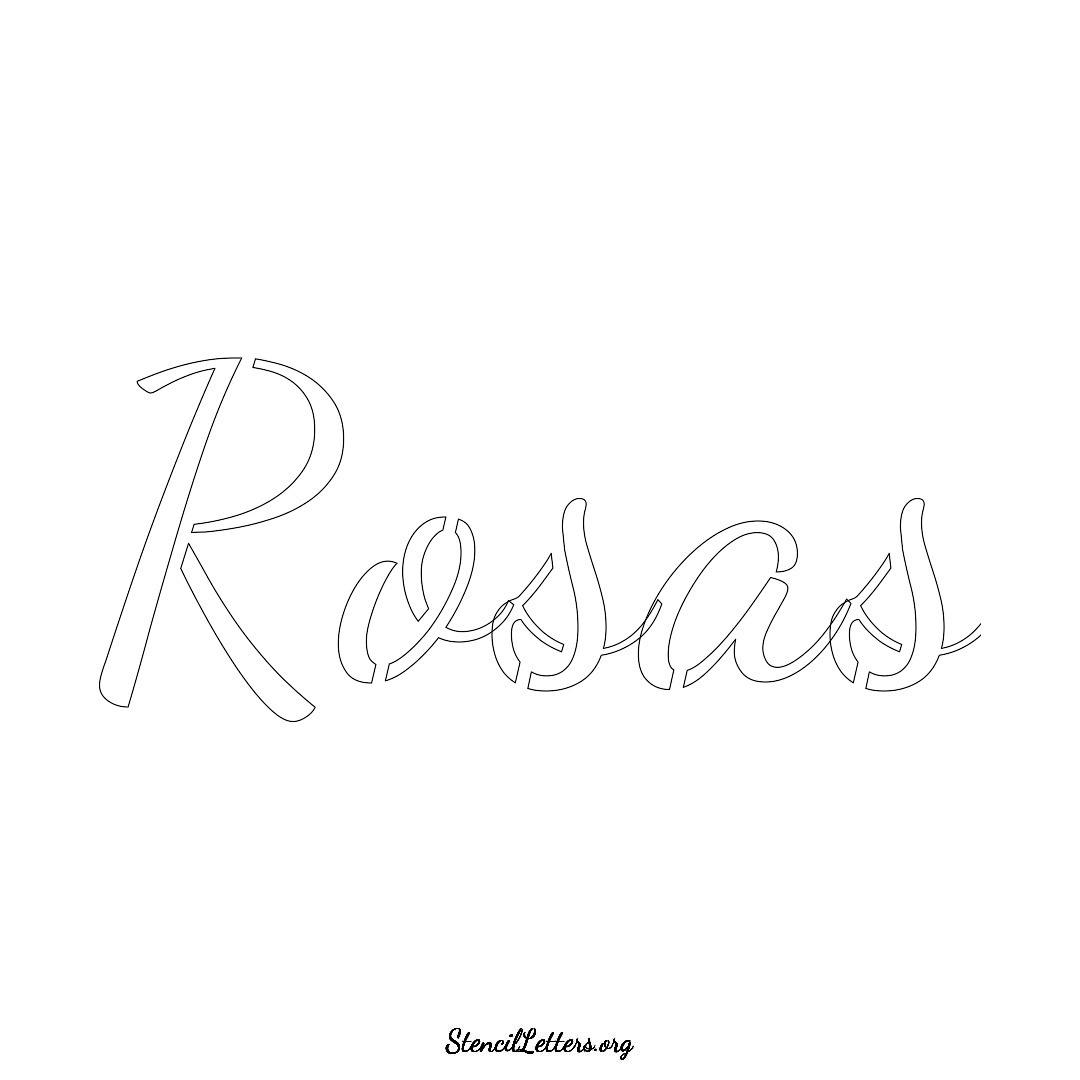 Rosas name stencil in Cursive Script Lettering