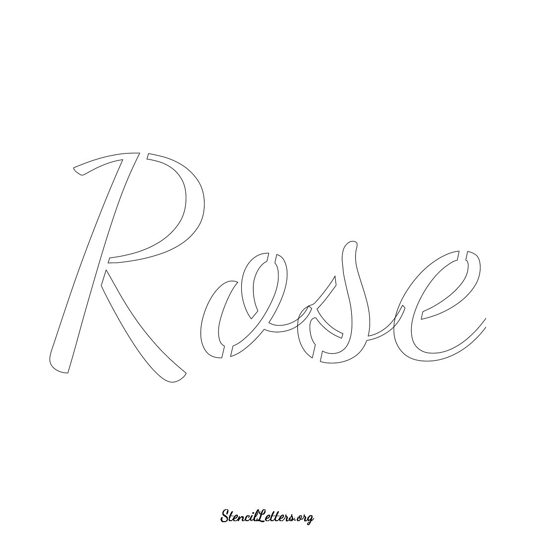 Rose name stencil in Cursive Script Lettering