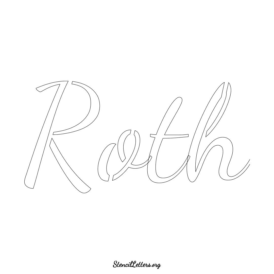 Roth name stencil in Cursive Script Lettering