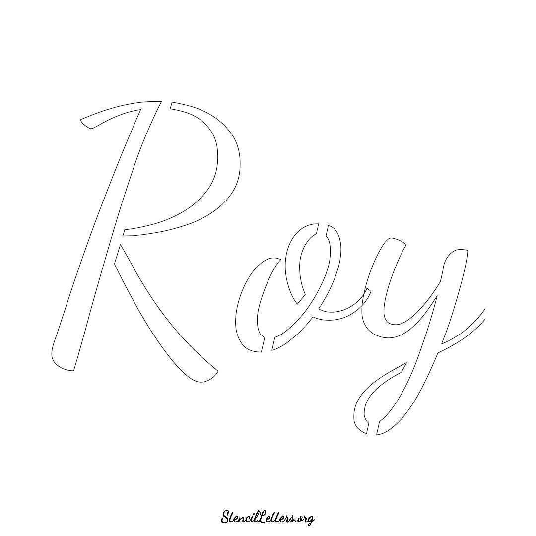 Roy name stencil in Cursive Script Lettering