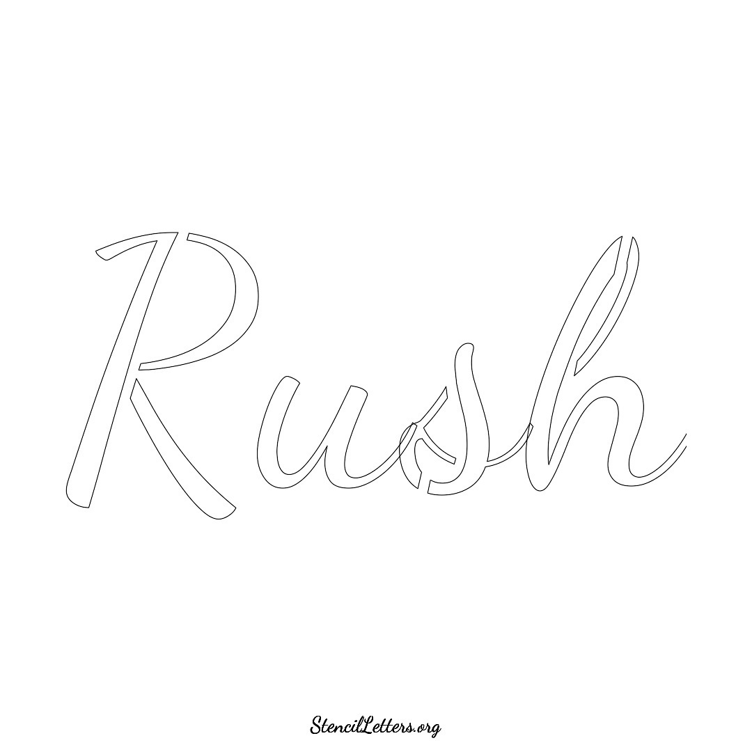 Rush name stencil in Cursive Script Lettering