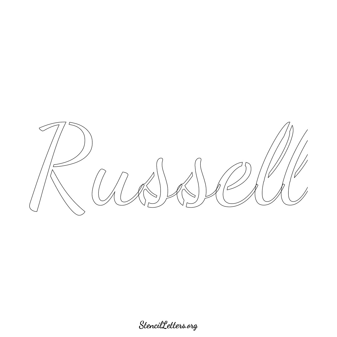 Russell name stencil in Cursive Script Lettering