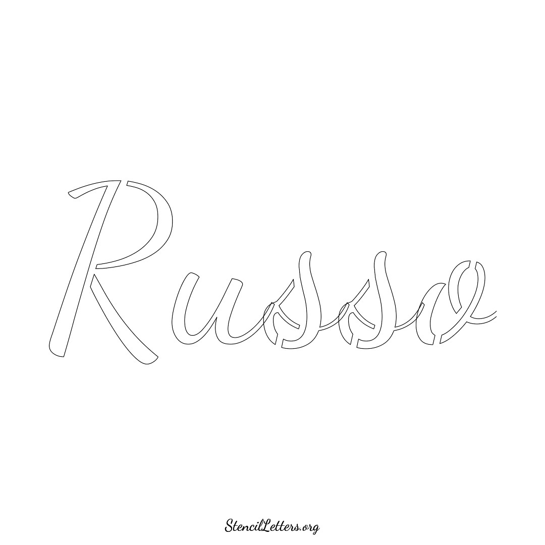 Russo name stencil in Cursive Script Lettering