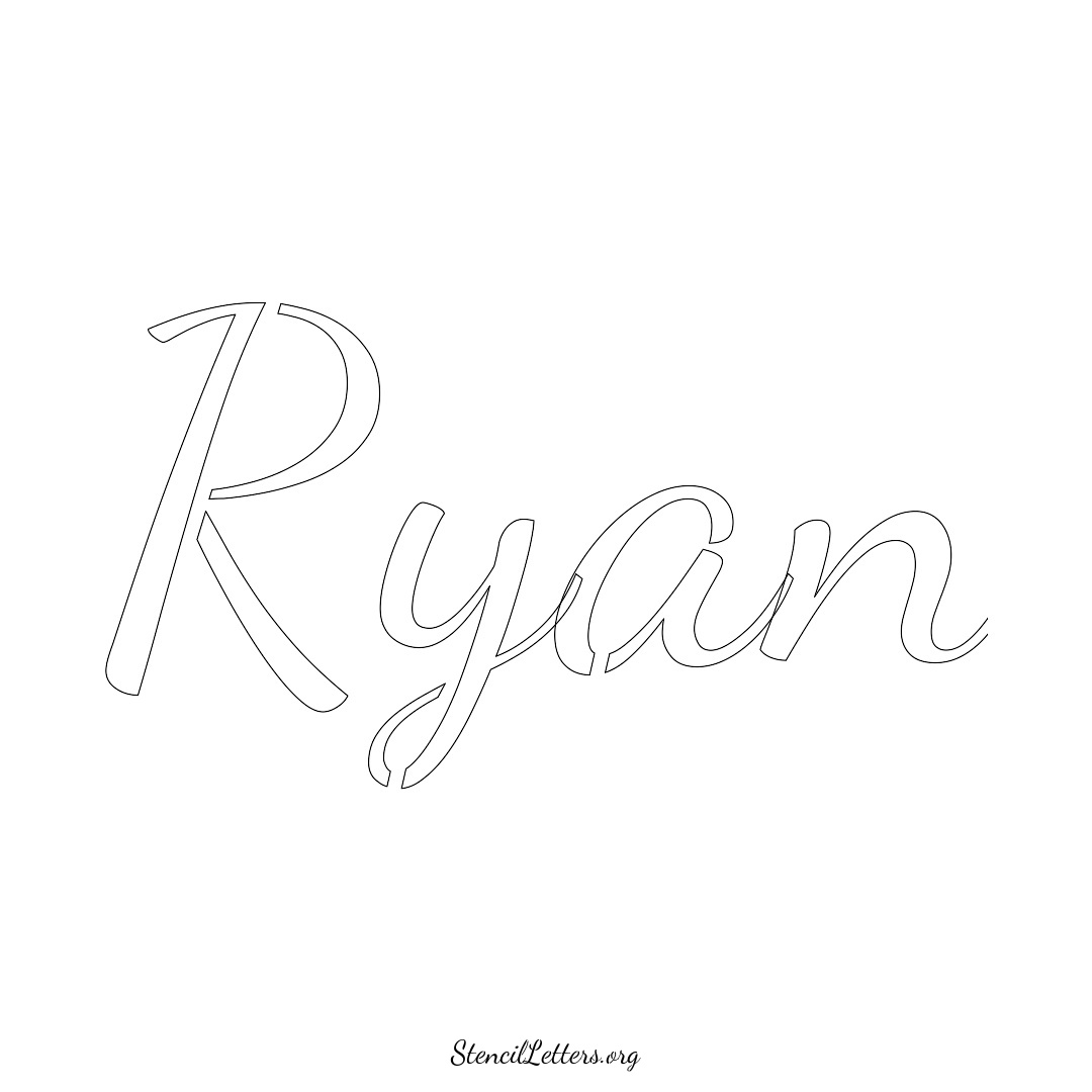 Ryan name stencil in Cursive Script Lettering