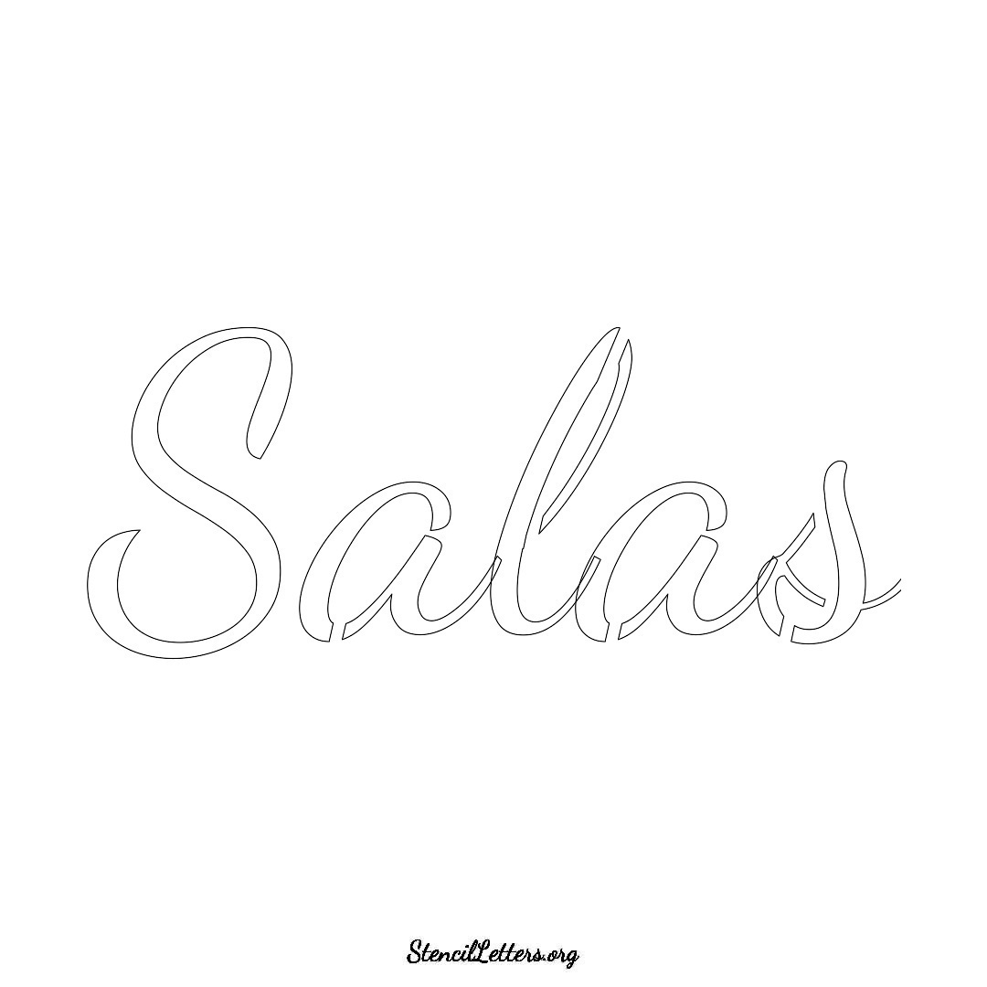 Salas name stencil in Cursive Script Lettering