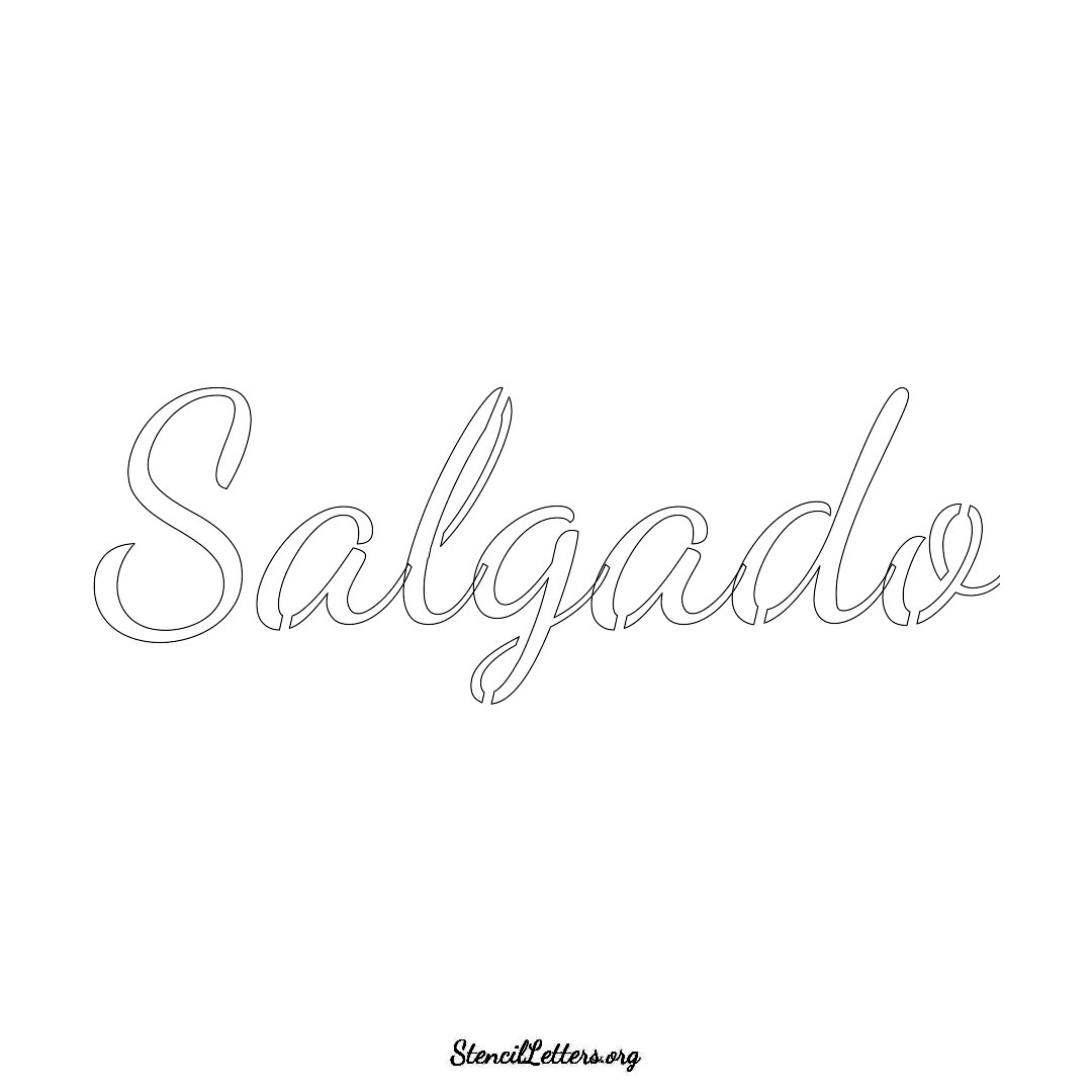 Salgado name stencil in Cursive Script Lettering