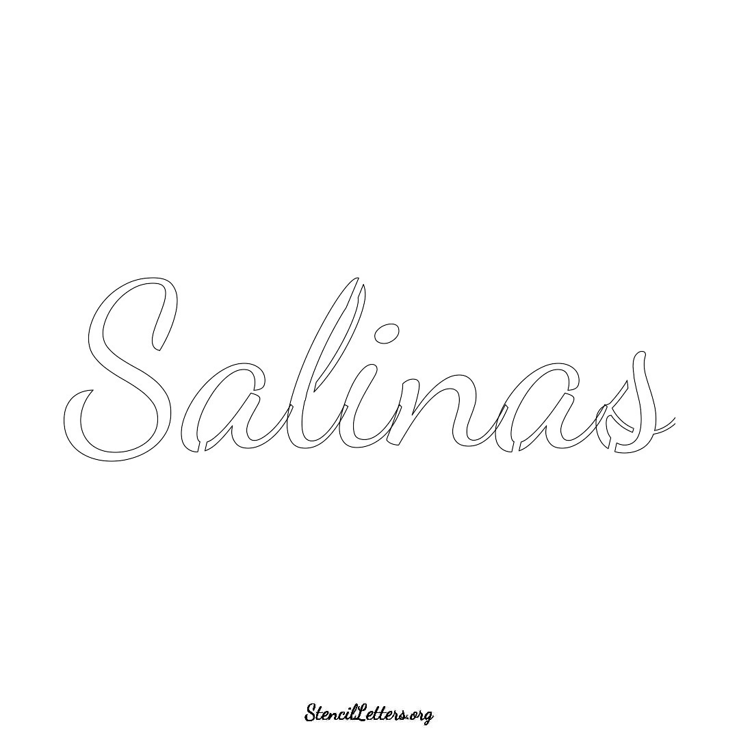 Salinas name stencil in Cursive Script Lettering