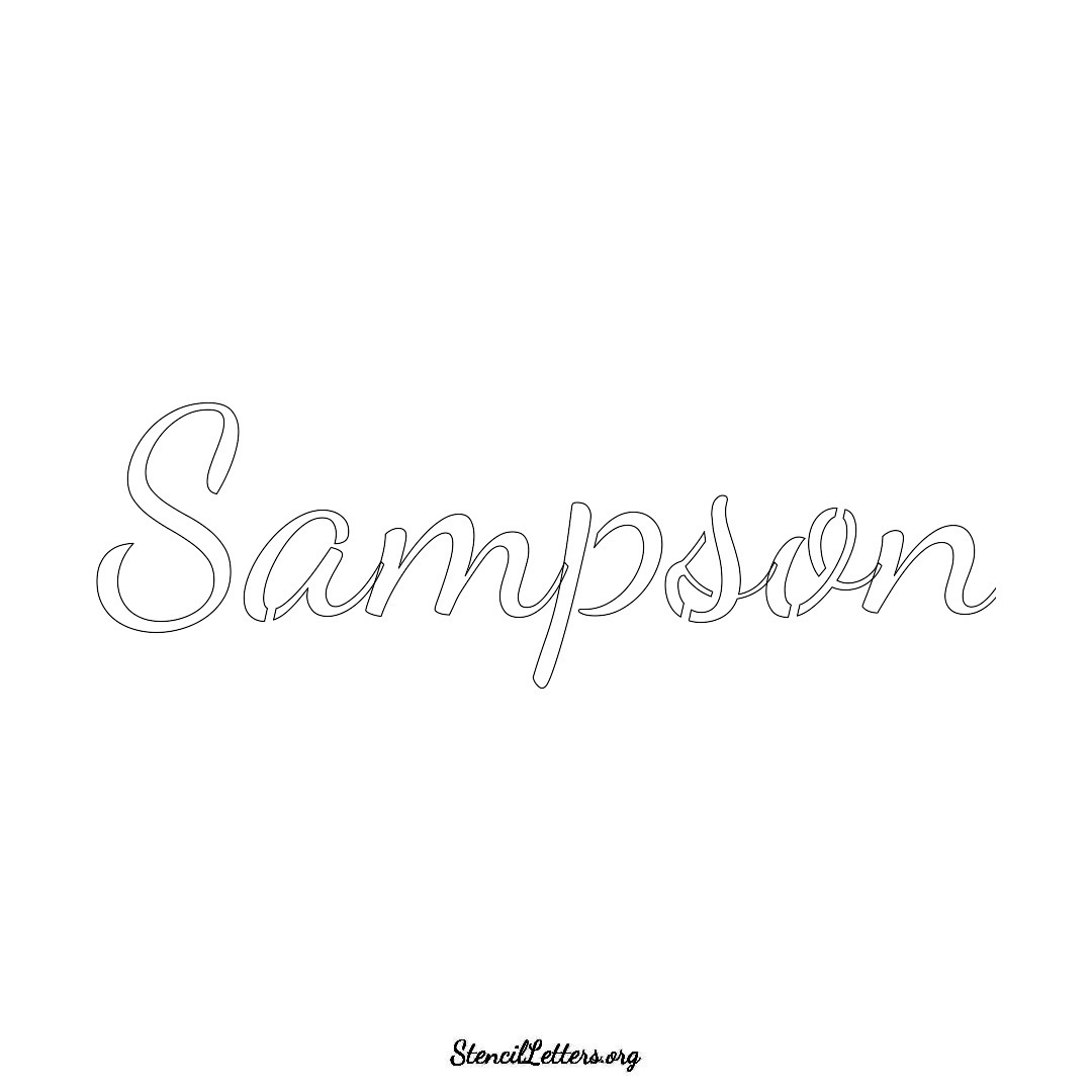 Sampson name stencil in Cursive Script Lettering