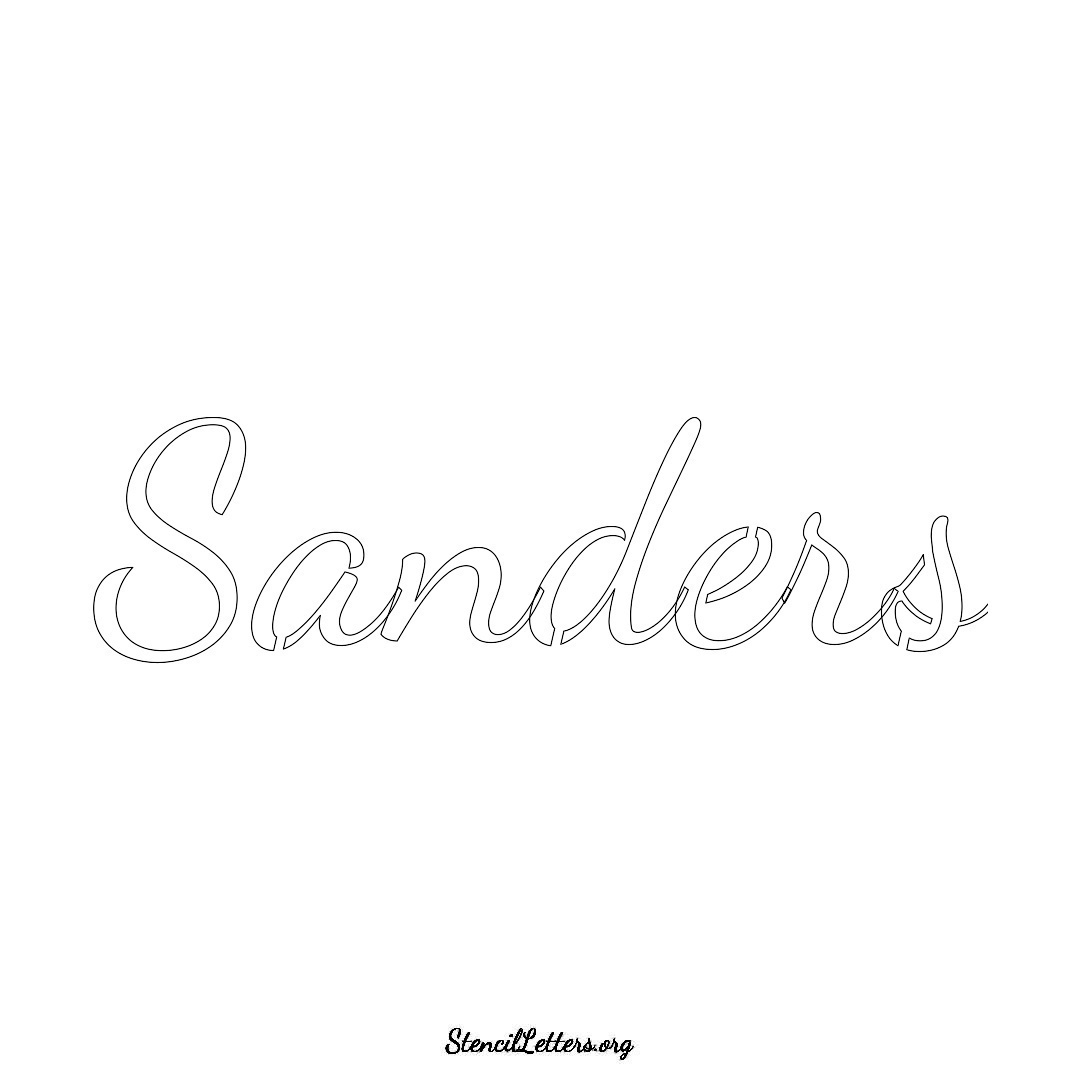 Sanders name stencil in Cursive Script Lettering