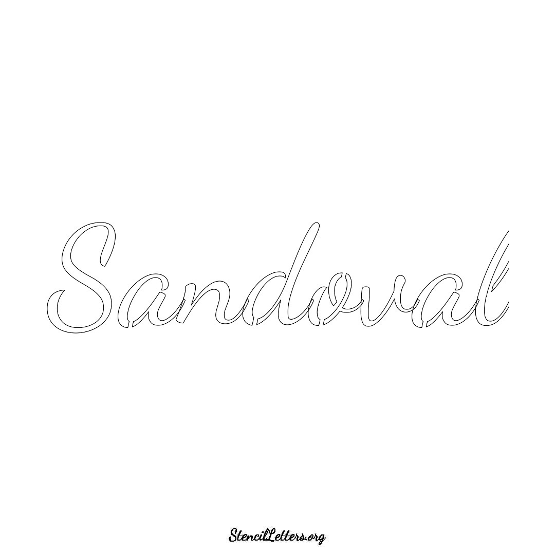 Sandoval name stencil in Cursive Script Lettering