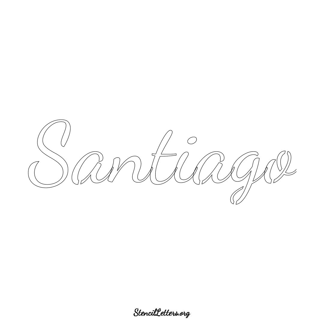 Santiago name stencil in Cursive Script Lettering