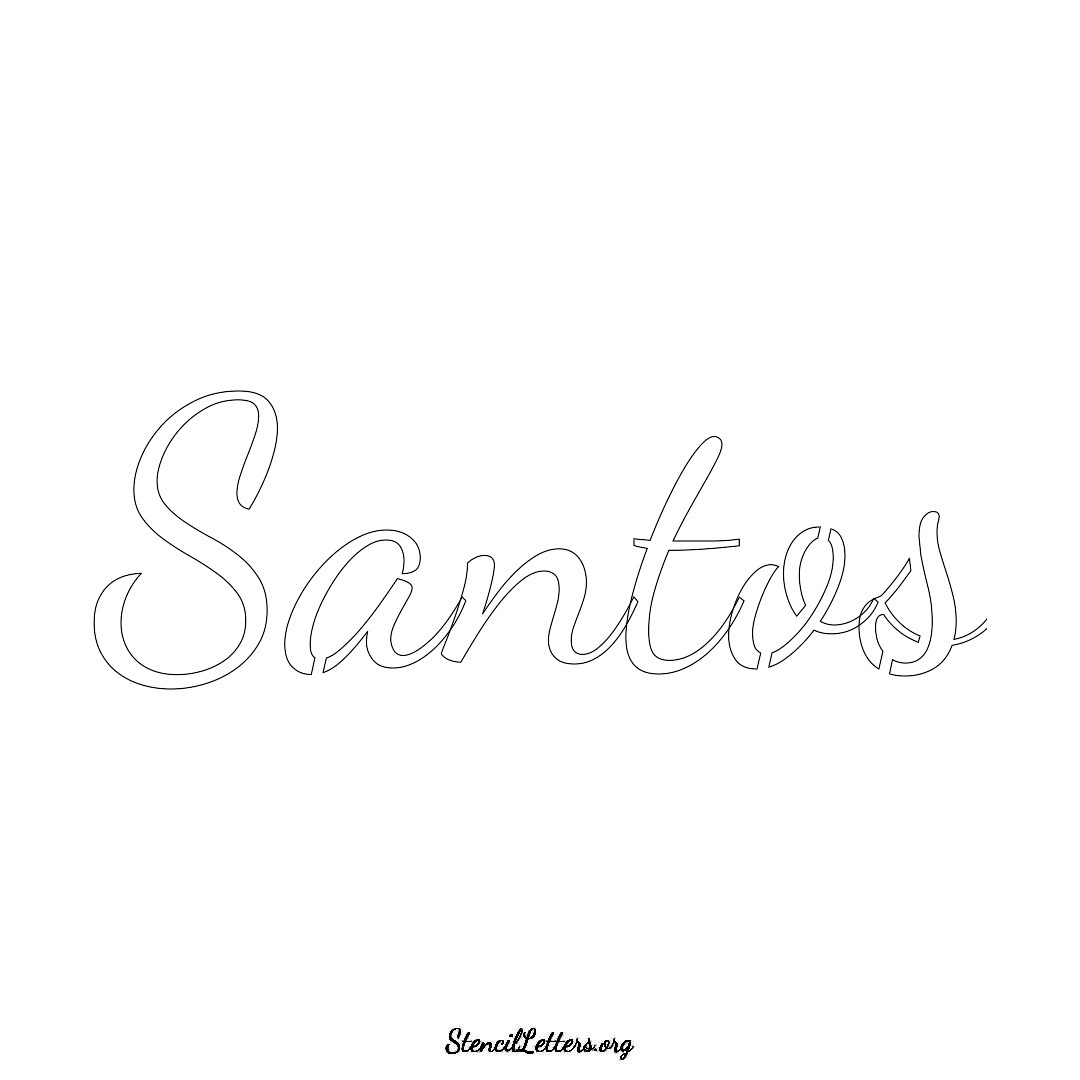 Santos name stencil in Cursive Script Lettering