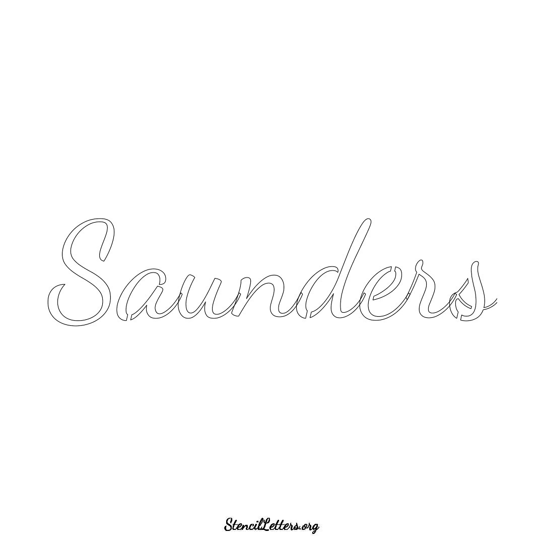 Saunders name stencil in Cursive Script Lettering
