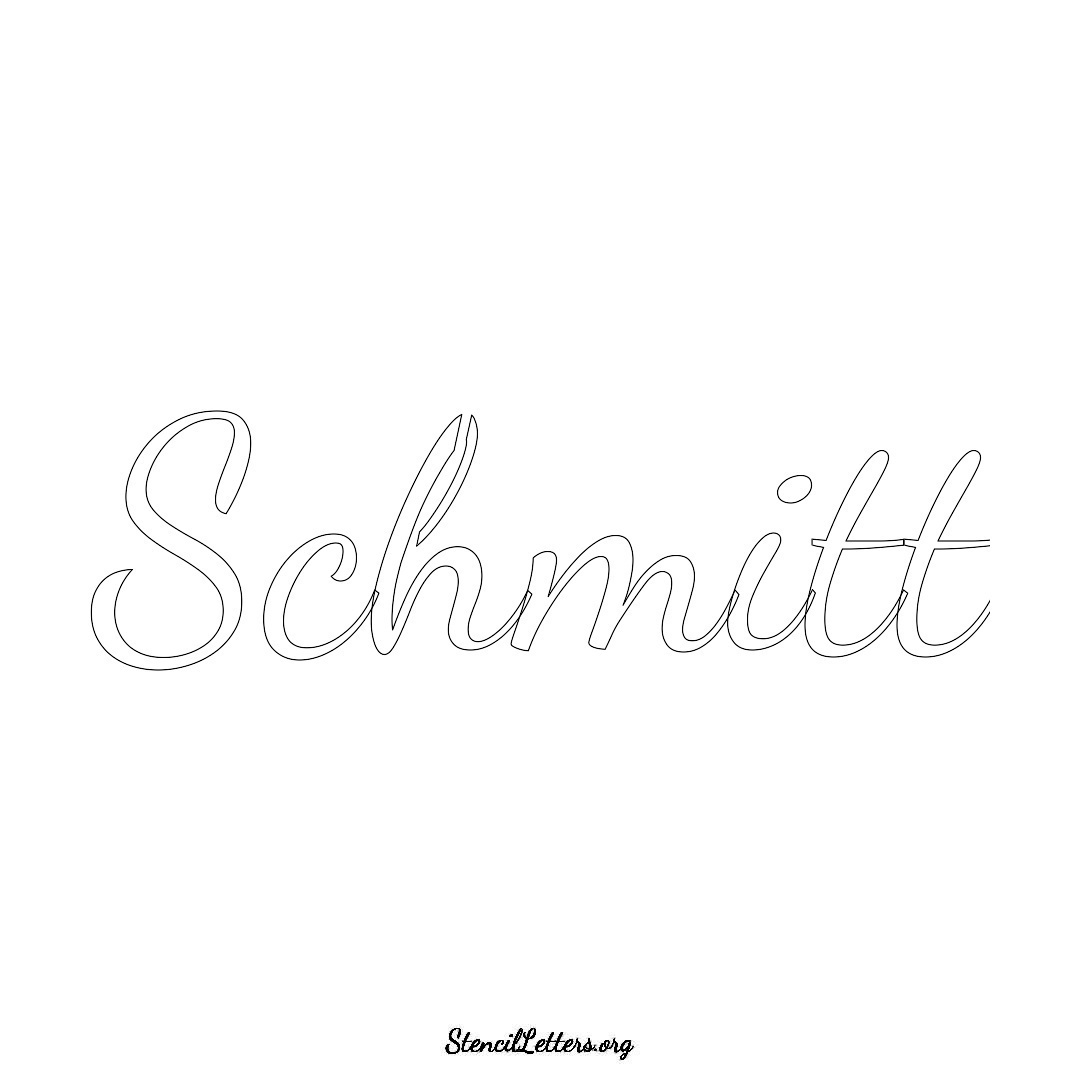 Schmitt name stencil in Cursive Script Lettering
