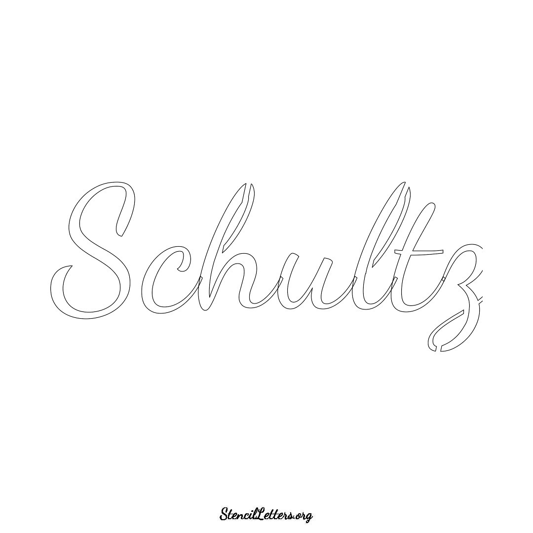 Schultz name stencil in Cursive Script Lettering