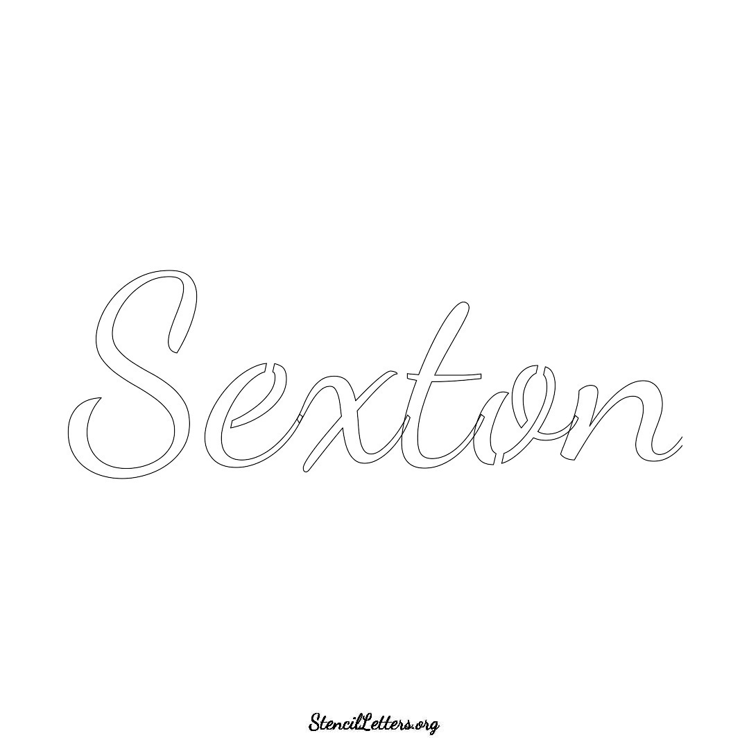 Sexton name stencil in Cursive Script Lettering