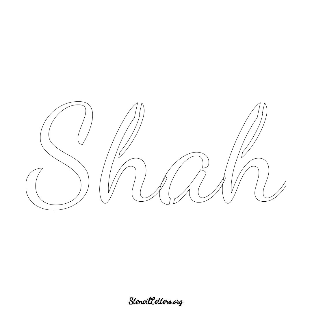Shah name stencil in Cursive Script Lettering