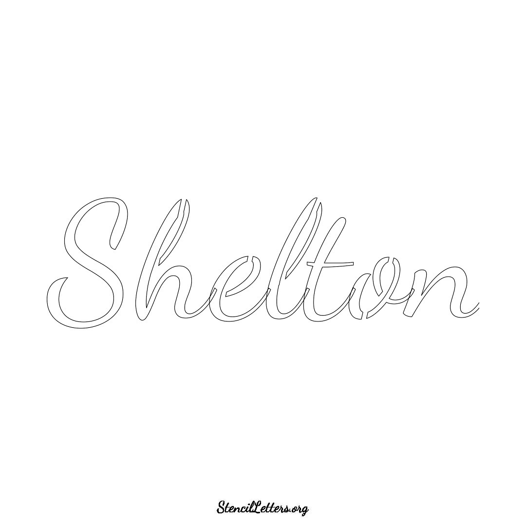 Shelton name stencil in Cursive Script Lettering