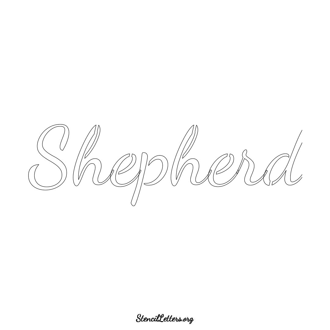 Shepherd name stencil in Cursive Script Lettering