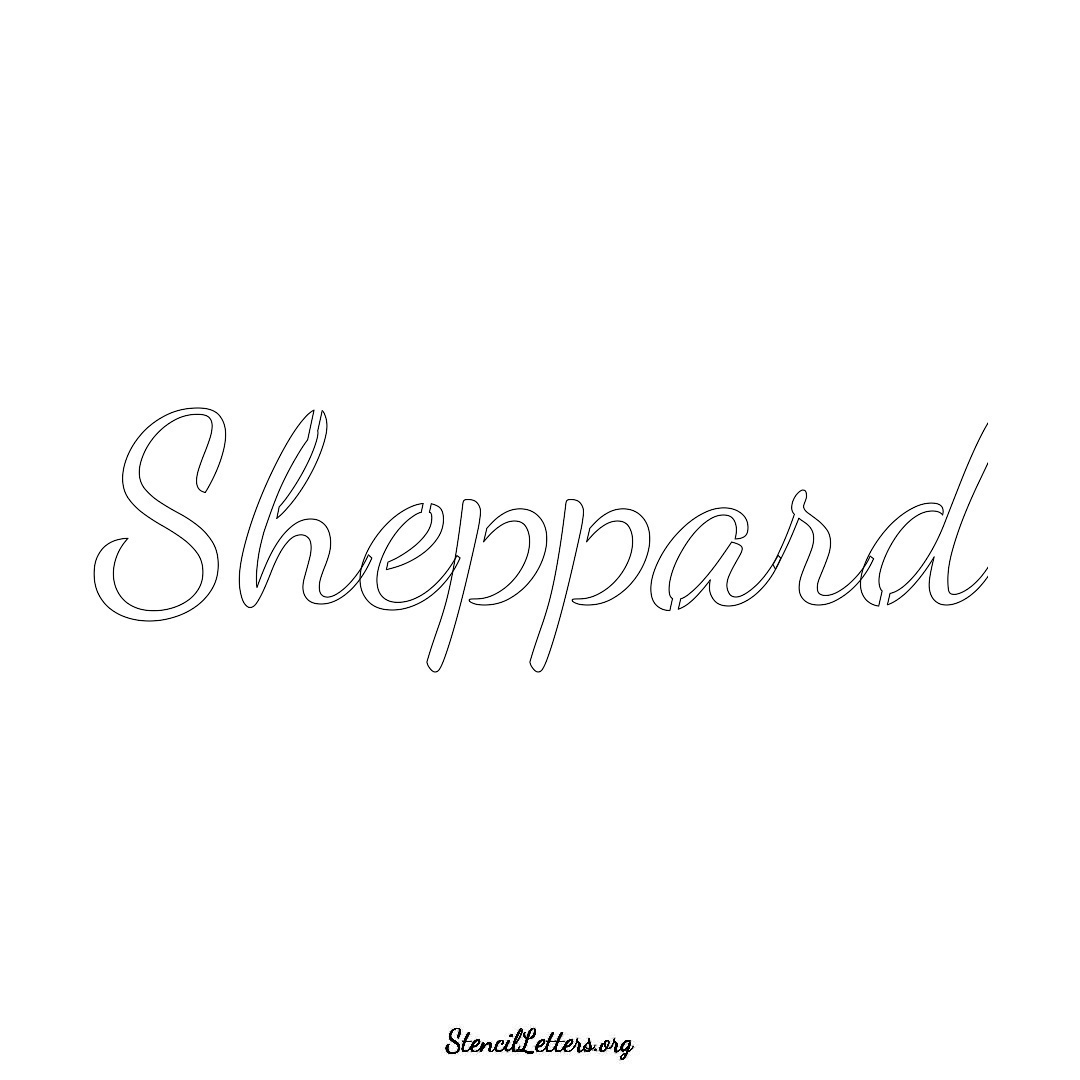 Sheppard name stencil in Cursive Script Lettering