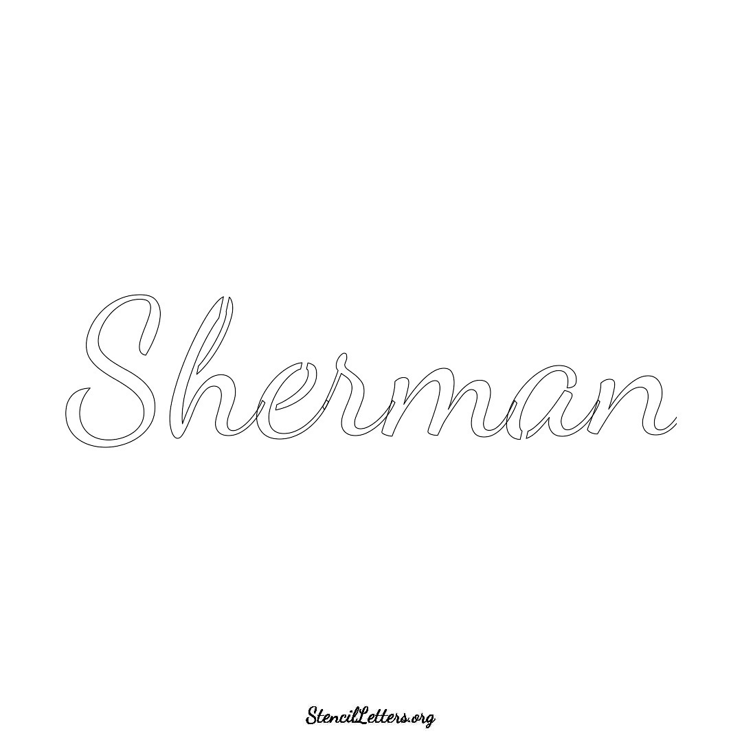 Sherman name stencil in Cursive Script Lettering