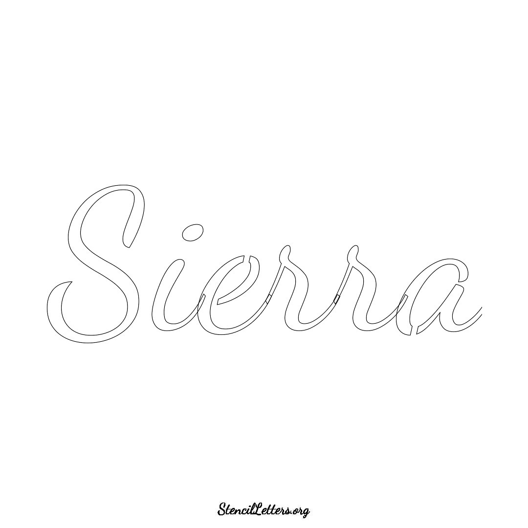 Sierra name stencil in Cursive Script Lettering