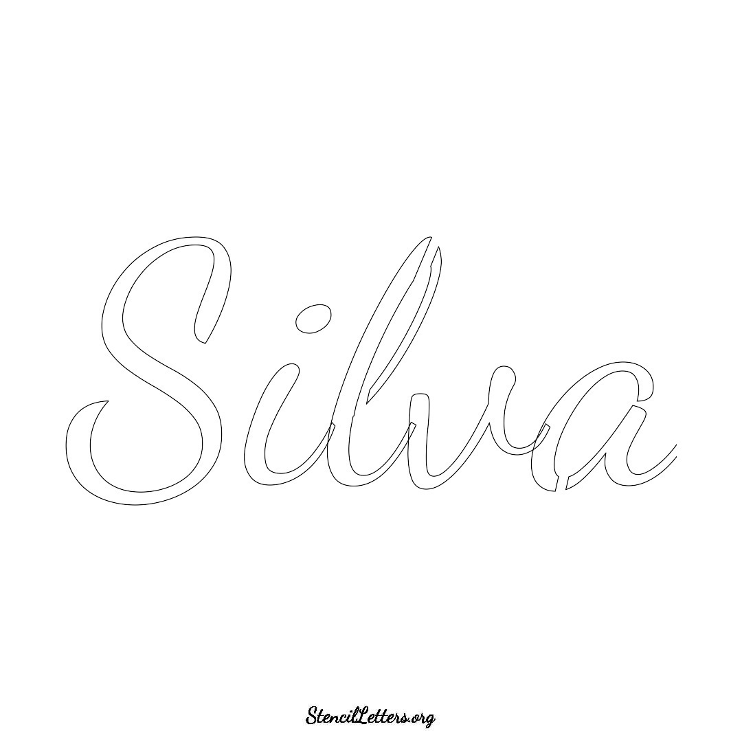 Silva name stencil in Cursive Script Lettering