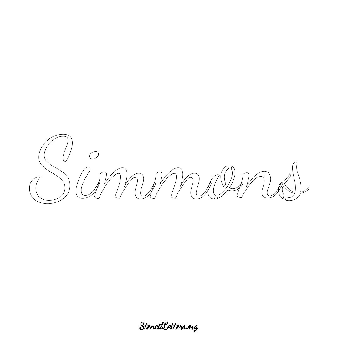 Simmons name stencil in Cursive Script Lettering