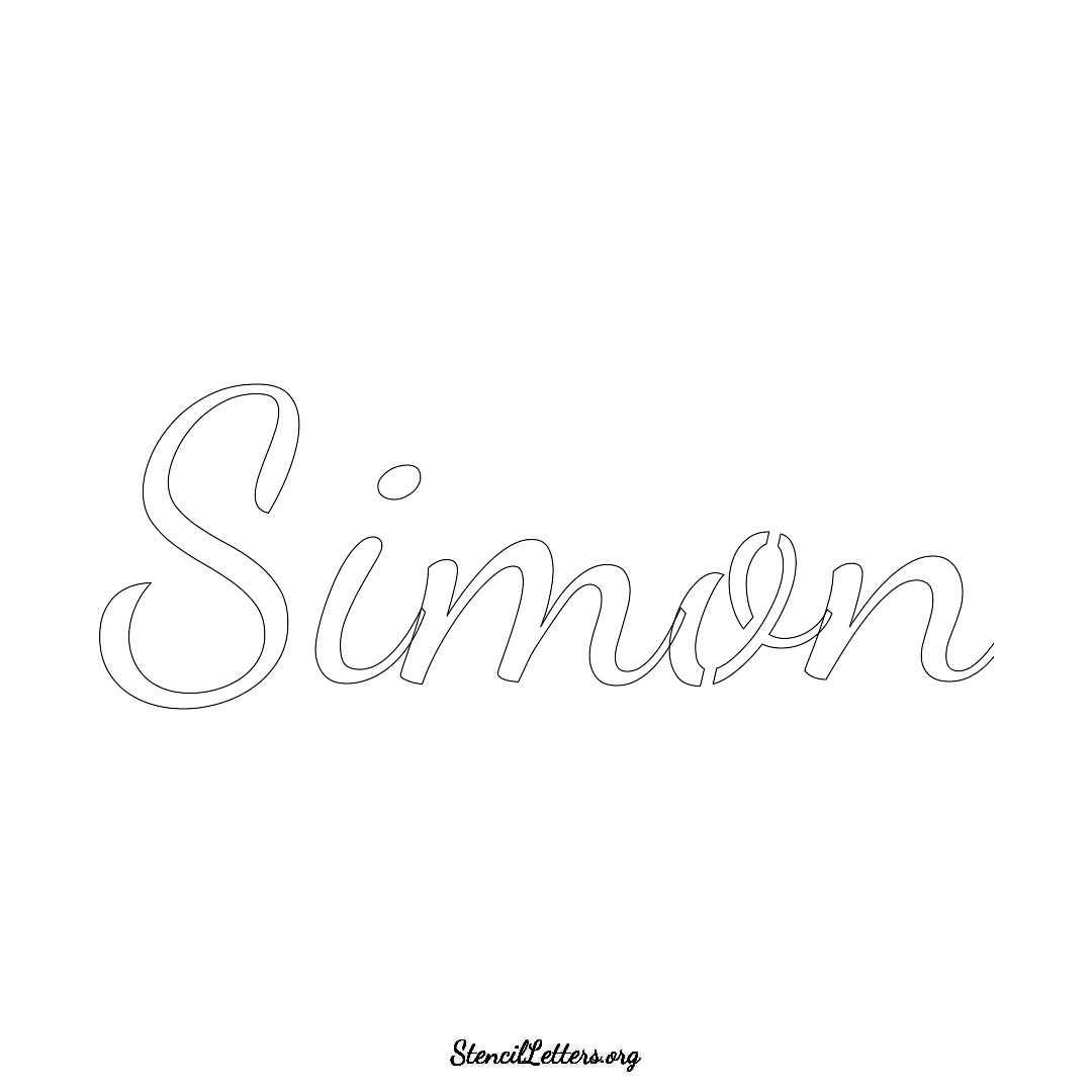 Simon name stencil in Cursive Script Lettering