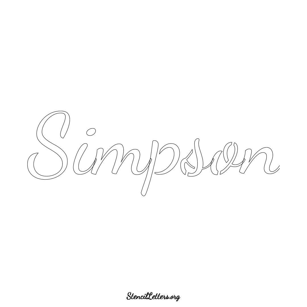 Simpson name stencil in Cursive Script Lettering